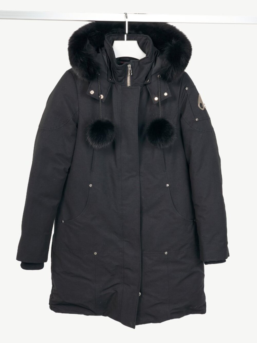Moose Knuckles Stirling Black Fox-Fur-Trim Hooded Parka